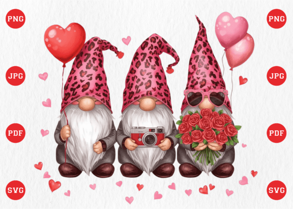 Download Red Valentines Three Gnome Leopard PNG - Valentine Collection