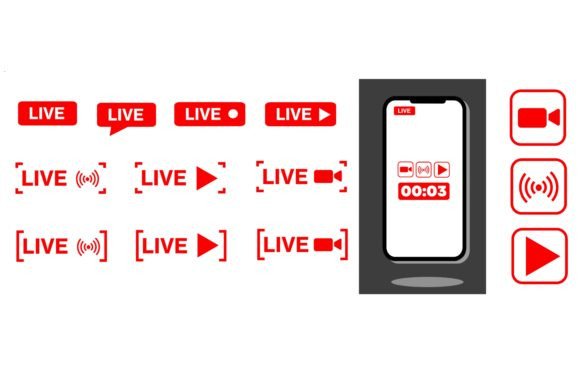 Download Set of Live Streaming Icons - Live Collection