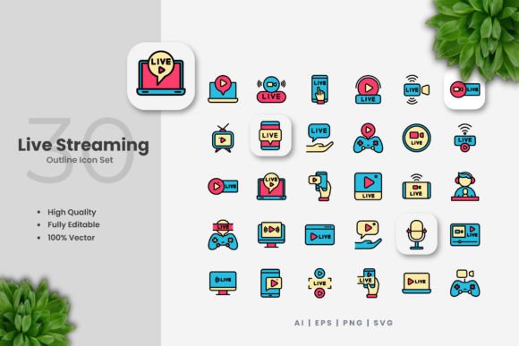 Download Live Streaming Colored Icons - Live Collection