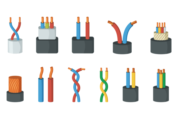 Download Electric Wire Connection Icon Set. Cable - Wire Collection