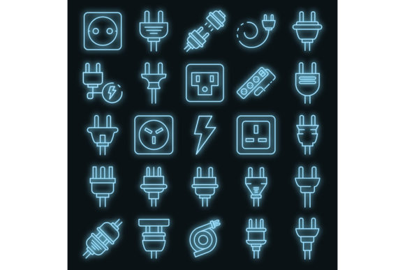 Download Plug Wire Icons Set Vector Neon - Wire Collection