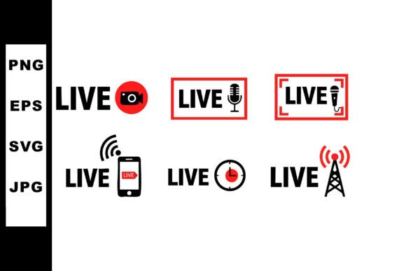 Download Live Broadcast Icons Set with Camera Mic - Live Collection